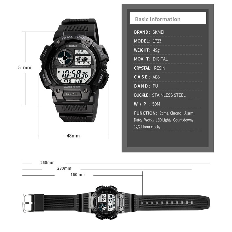 1pc Military Tactics Watches Men Unisex Army Outdoor Waterproof Rubber Band Digital Casual WristWatch SKMEI