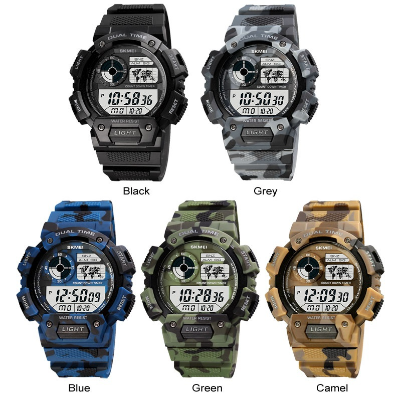 1pc Military Tactics Watches Men Unisex Army Outdoor Waterproof Rubber Band Digital Casual WristWatch SKMEI