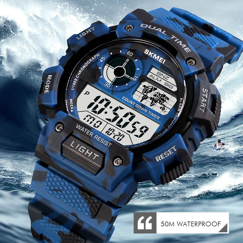 1pc Military Tactics Watches Men Unisex Army Outdoor Waterproof Rubber Band Digital Casual WristWatch SKMEI
