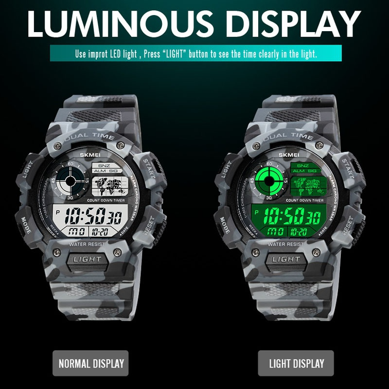 1pc Military Tactics Watches Men Unisex Army Outdoor Waterproof Rubber Band Digital Casual WristWatch SKMEI