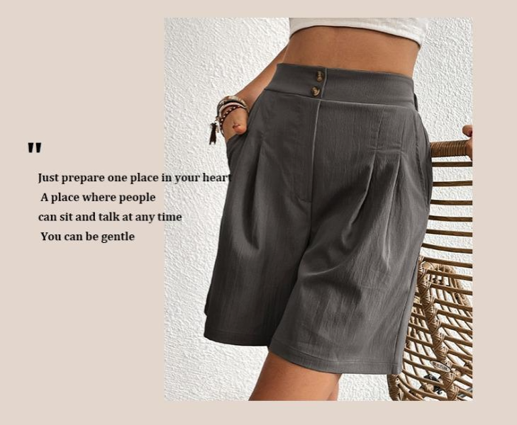 New Summer Ladies Loose Short Pants Casual High Waist Wide Leg Shorts