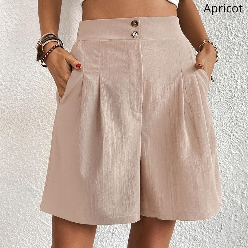 New Summer Ladies Loose Short Pants Casual High Waist Wide Leg Shorts