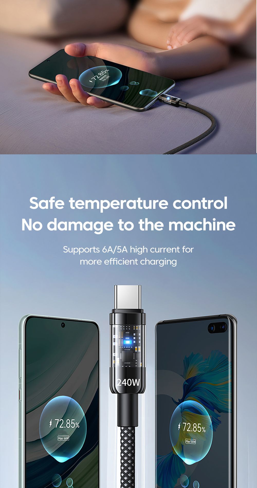 1pc 240W Max USB Type C Cable Fast Charging USB A To Type C Charger Cord For Xiaomi Samsung Huawei USB C Phone Quick Charge Wire