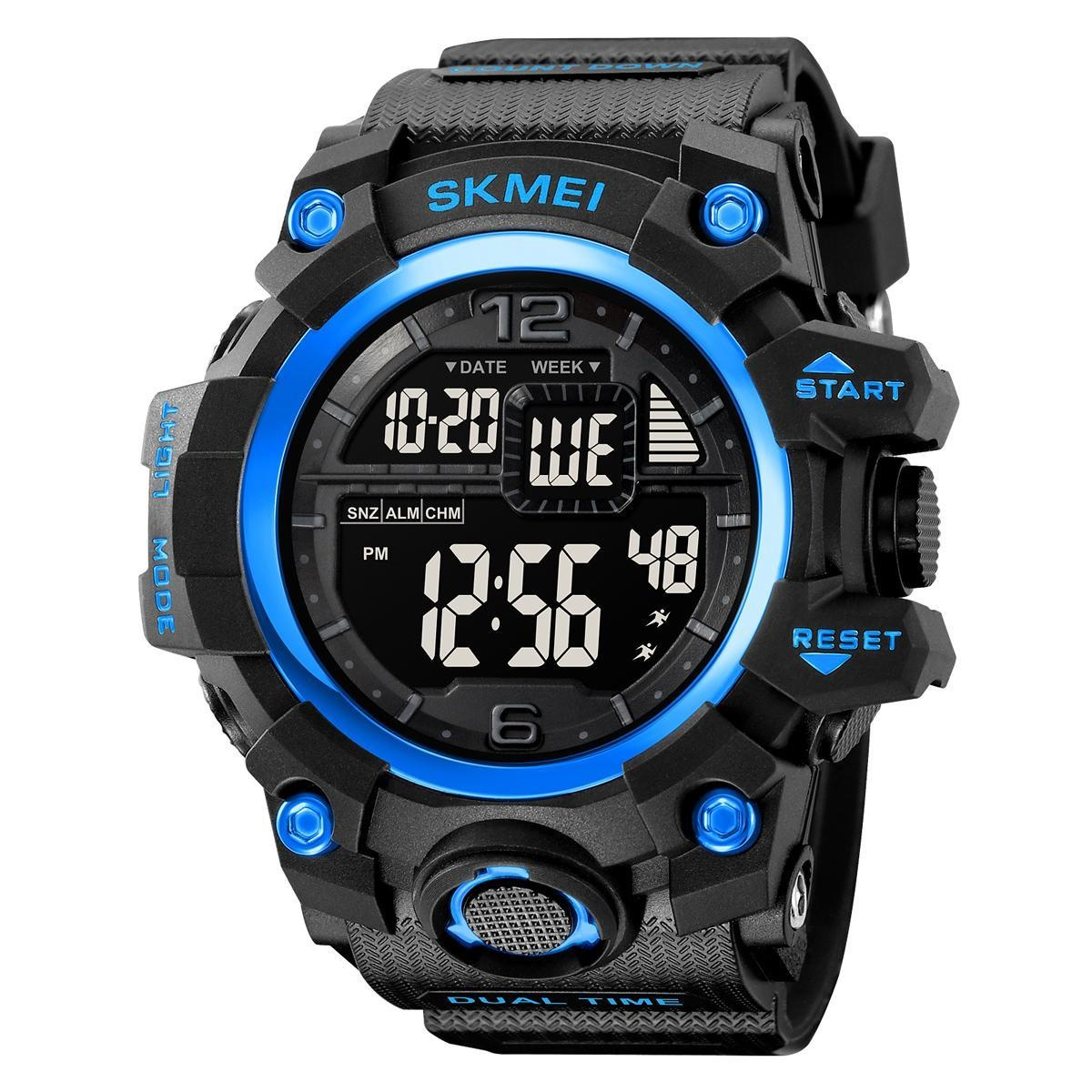 SKMEI Waterproof Tactical Watch Classic Sport Watch with LED Backlight Watch for Men Multifunctional Rubber Strap Wrist Watch for Men