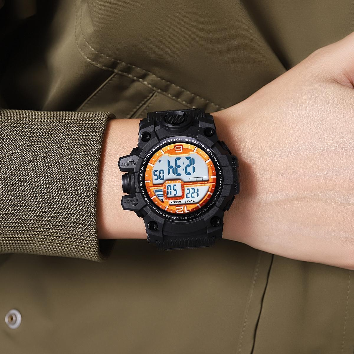 SKMEI Waterproof Tactical Watch Classic Sport Watch with LED Backlight Watch for Men Multifunctional Rubber Strap Wrist Watch for Men