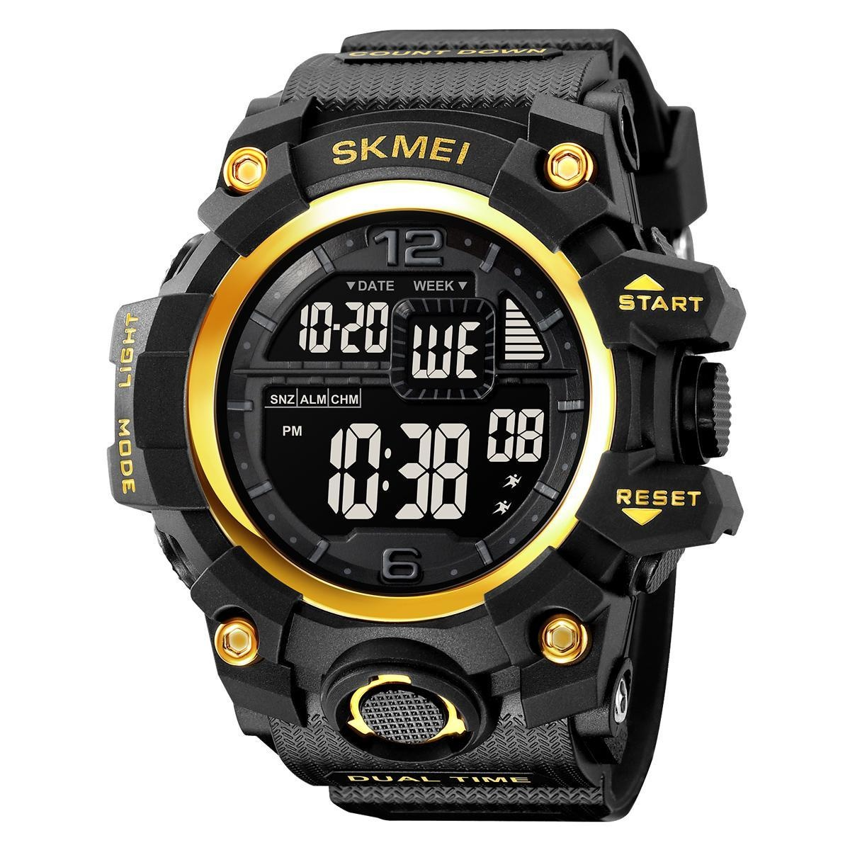 SKMEI Waterproof Tactical Watch Classic Sport Watch with LED Backlight Watch for Men Multifunctional Rubber Strap Wrist Watch for Men