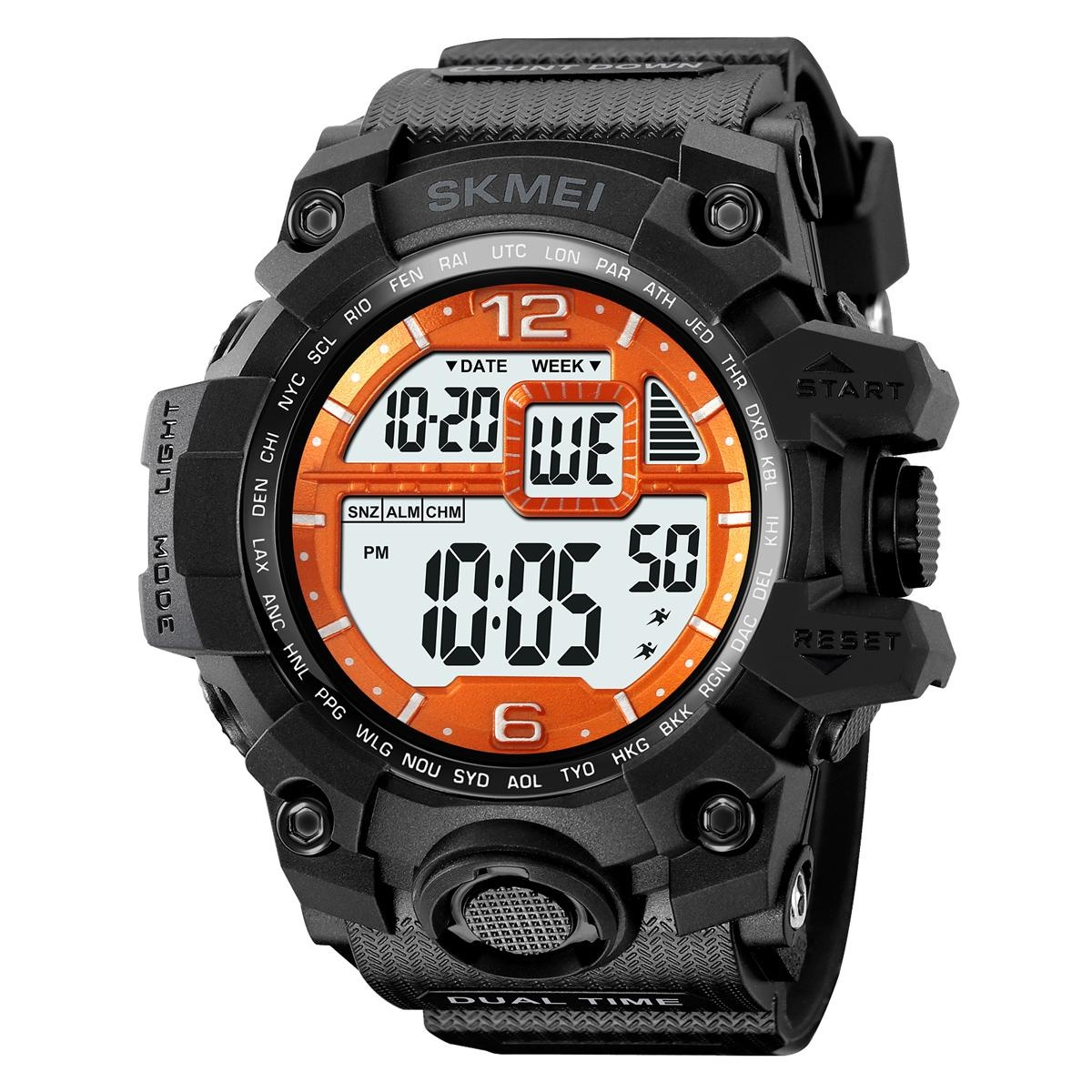 SKMEI Waterproof Tactical Watch Classic Sport Watch with LED Backlight Watch for Men Multifunctional Rubber Strap Wrist Watch for Men
