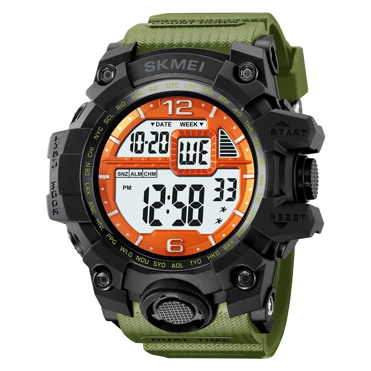 SKMEI Waterproof Tactical Watch Classic Sport Watch with LED Backlight Watch for Men Multifunctional Rubber Strap Wrist Watch for Men