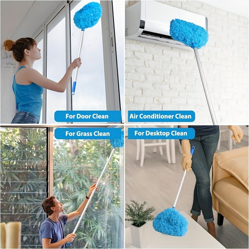 Ceiling Fan Cleaner Duster High Ceiling Extended Fan Blade Cleaner from 13 to 50 Inch Reusable Microfiber Ceiling Fan Duster with Extension Handle for Furniture Bookshelves Wall Door