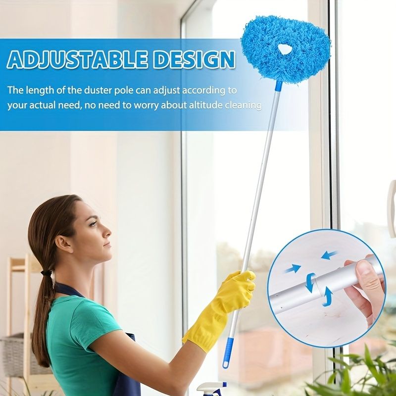 Ceiling Fan Cleaner Duster High Ceiling Extended Fan Blade Cleaner from 13 to 50 Inch Reusable Microfiber Ceiling Fan Duster with Extension Handle for Furniture Bookshelves Wall Door