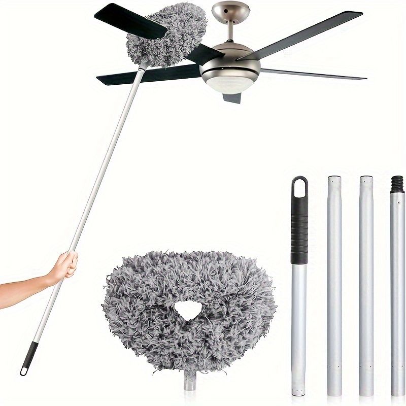 Ceiling Fan Cleaner Duster High Ceiling Extended Fan Blade Cleaner from 13 to 50 Inch Reusable Microfiber Ceiling Fan Duster with Extension Handle for Furniture Bookshelves Wall Door