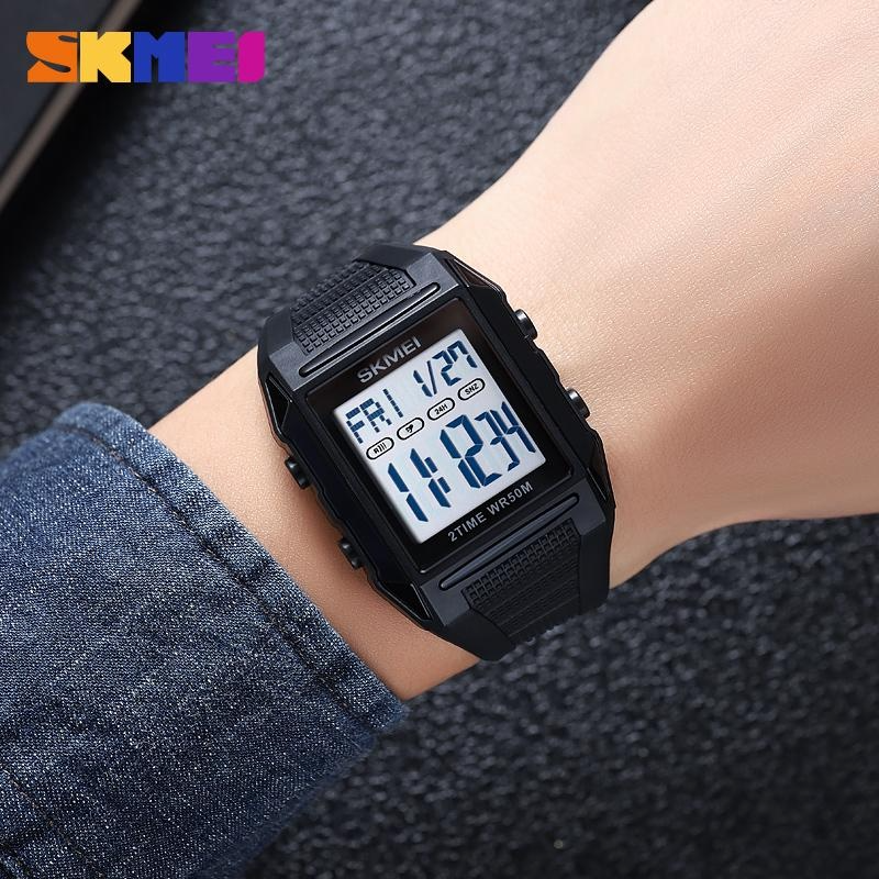 SKMEI Outdoor Sport Back Light Digital Watches 5Bar Waterproof LED Display Electronic Date Countdown Clock