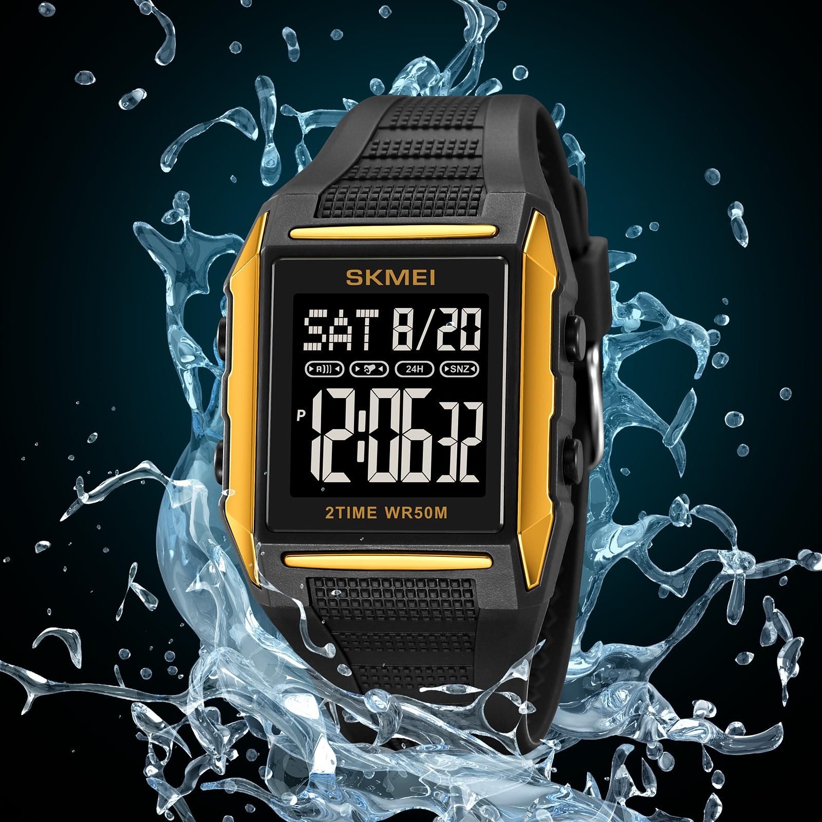 SKMEI Outdoor Sport Back Light Digital Watches 5Bar Waterproof LED Display Electronic Date Countdown Clock