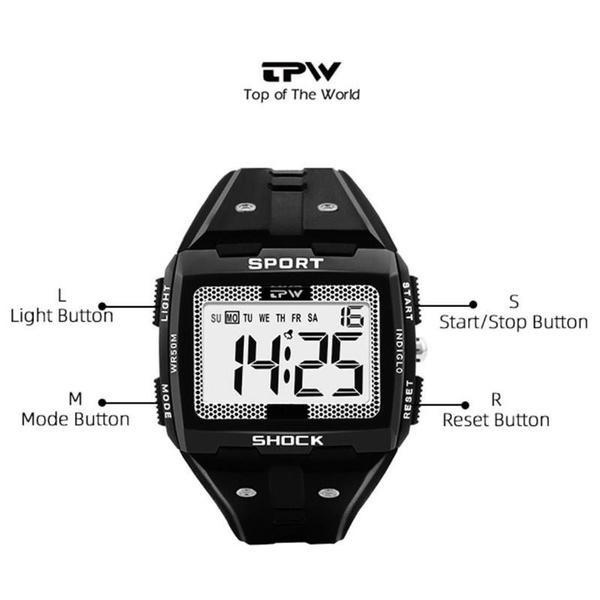 Men's and Women's Square Big Screen Sports Digital Watch Luminous Chronograph Waterproof Sports Watch Multi-function Chronograph Student Electronic Watc