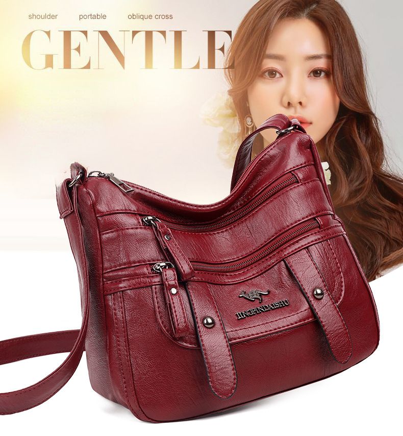 Crossbody Bag Women's Bags Trend Fashion Bag Mother Bag Fashion All-match Single Shoulder Messenger Bag Lady Multi-layer Soft Leather Bag PU Waterproof Wallet Personalized Square Bag Mom Gift