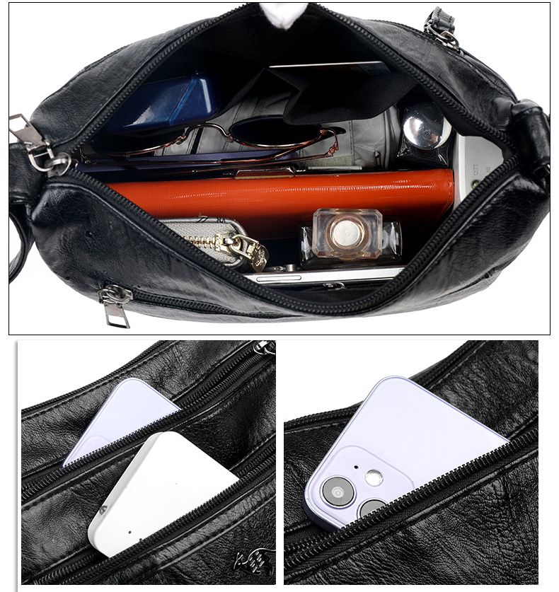 Crossbody Bag Women's Bags Trend Fashion Bag Mother Bag Fashion All-match Single Shoulder Messenger Bag Lady Multi-layer Soft Leather Bag PU Waterproof Wallet Personalized Square Bag Mom Gift