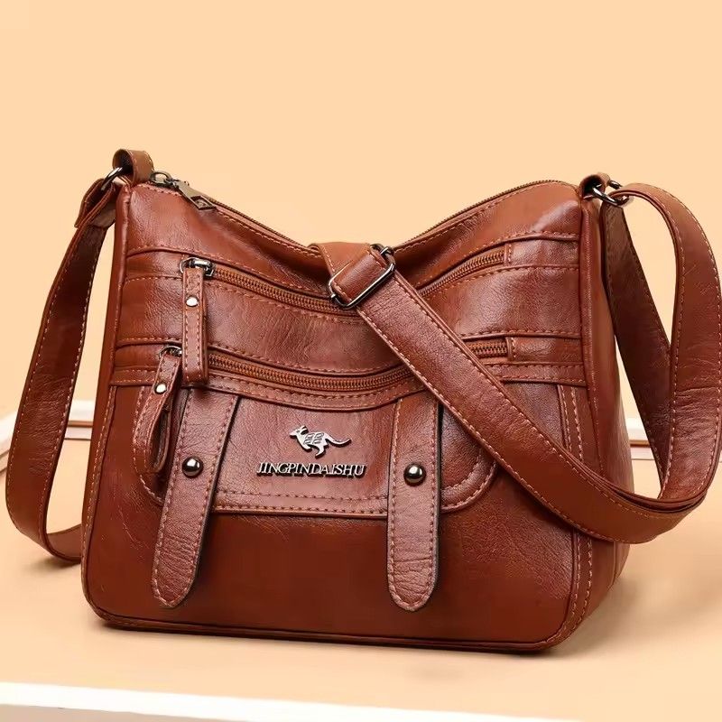 Crossbody Bag Women's Bags Trend Fashion Bag Mother Bag Fashion All-match Single Shoulder Messenger Bag Lady Multi-layer Soft Leather Bag PU Waterproof Wallet Personalized Square Bag Mom Gift
