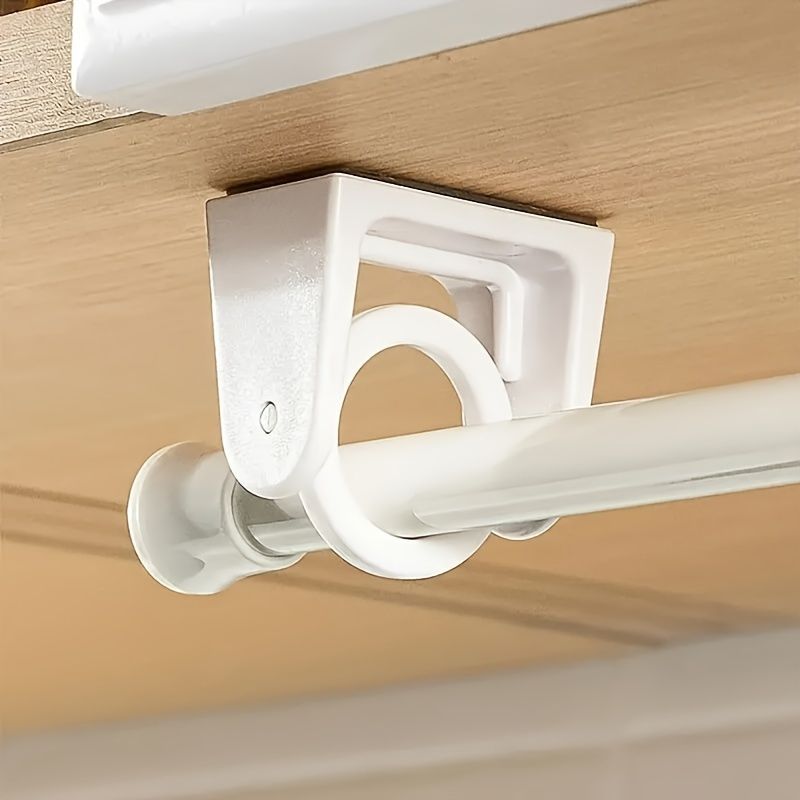 4Pcs Plastic Versatile 360° Swivel Curtain Rod Brackets - Self-Adhesive Adjustable Holders for Secure & Convenient Curtain Hanging in Home & Office