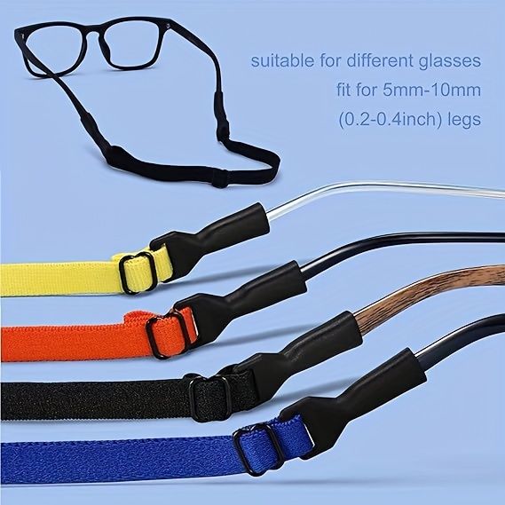 4 Pack Adjustable Eyewear Retainer Strap - Eyeglass Chains - Soft Glasses Holder Chain Necklace Rope for Sports, Prescription Glasses, and Reading Glasses - Durable and Comfortable Eyeglass Strap Cord