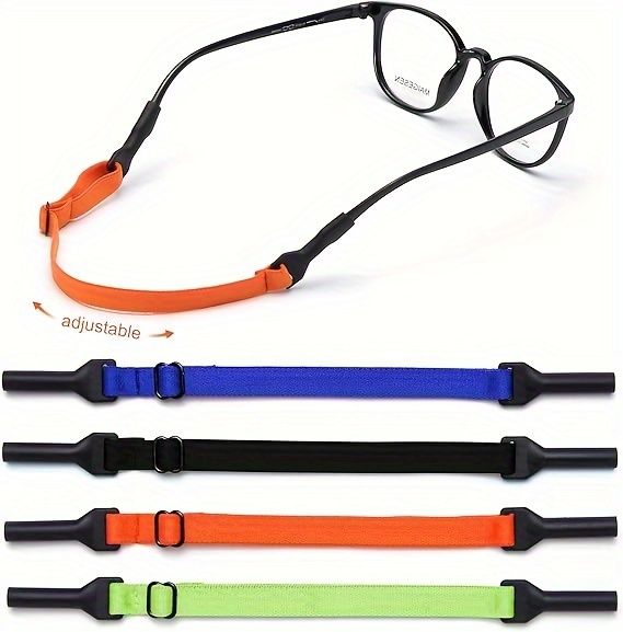 4 Pack Adjustable Eyewear Retainer Strap - Eyeglass Chains - Soft Glasses Holder Chain Necklace Rope for Sports, Prescription Glasses, and Reading Glasses - Durable and Comfortable Eyeglass Strap Cord