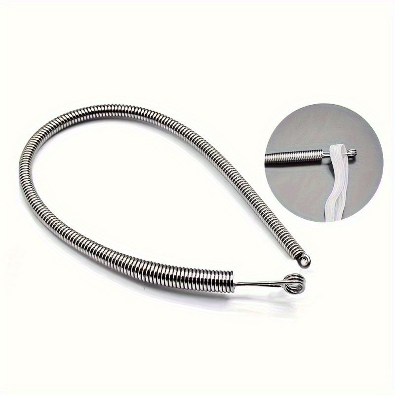 2PC Multifunctional Spring-Loaded Drawstring Threading Tool for Elastic Bands, Cords, and Laces - Metal Craft Assistant for Belt Loops and Ribbon Crafting