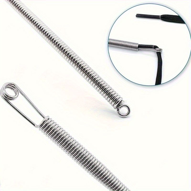 2PC Multifunctional Spring-Loaded Drawstring Threading Tool for Elastic Bands, Cords, and Laces - Metal Craft Assistant for Belt Loops and Ribbon Crafting