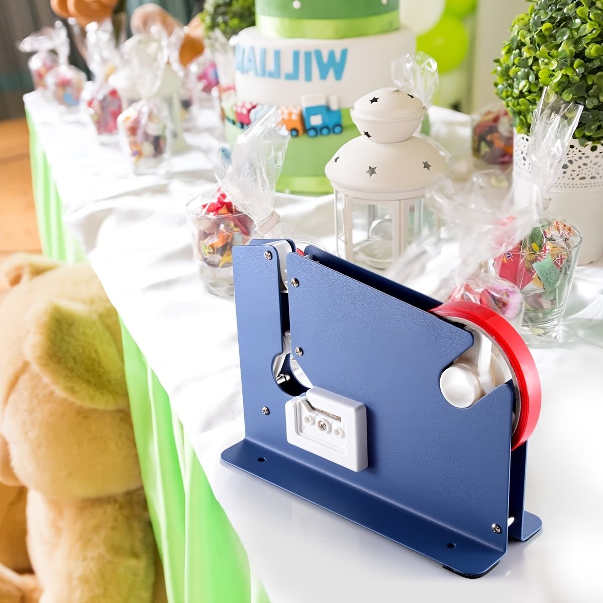 1pc Steel Belt Bag Sealing Machine, Heavy Duty Metal Product, Plus 2 Bag Sealing Tape, for Meatloaf Bread Icing, Polyethylene Bag Sealing