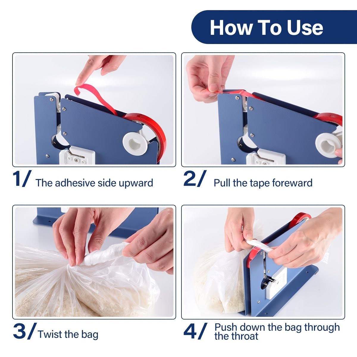 1pc Steel Belt Bag Sealing Machine, Heavy Duty Metal Product, Plus 2 Bag Sealing Tape, for Meatloaf Bread Icing, Polyethylene Bag Sealing