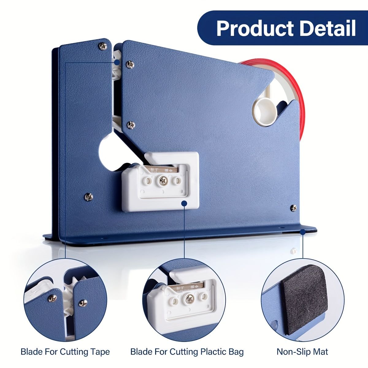 1pc Steel Belt Bag Sealing Machine, Heavy Duty Metal Product, Plus 2 Bag Sealing Tape, for Meatloaf Bread Icing, Polyethylene Bag Sealing