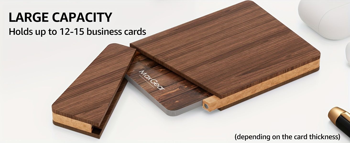 Single Piece Pocket-Sized Walnut Beech Carpro Wooden Business Card Holder With Magnetic Closure For Men