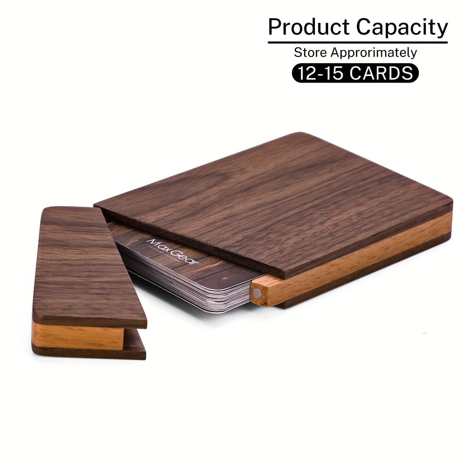 Single Piece Pocket-Sized Walnut Beech Carpro Wooden Business Card Holder With Magnetic Closure For Men