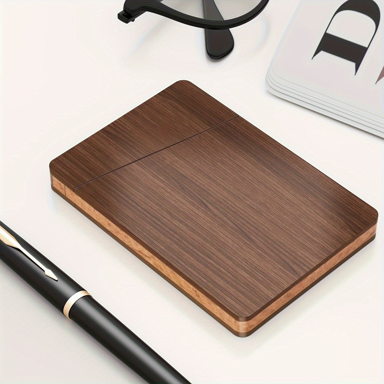Single Piece Pocket-Sized Walnut Beech Carpro Wooden Business Card Holder With Magnetic Closure For Men