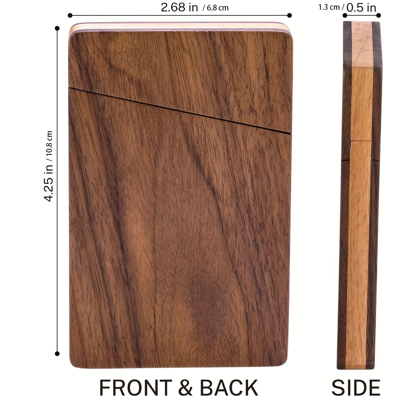 Single Piece Pocket-Sized Walnut Beech Carpro Wooden Business Card Holder With Magnetic Closure For Men