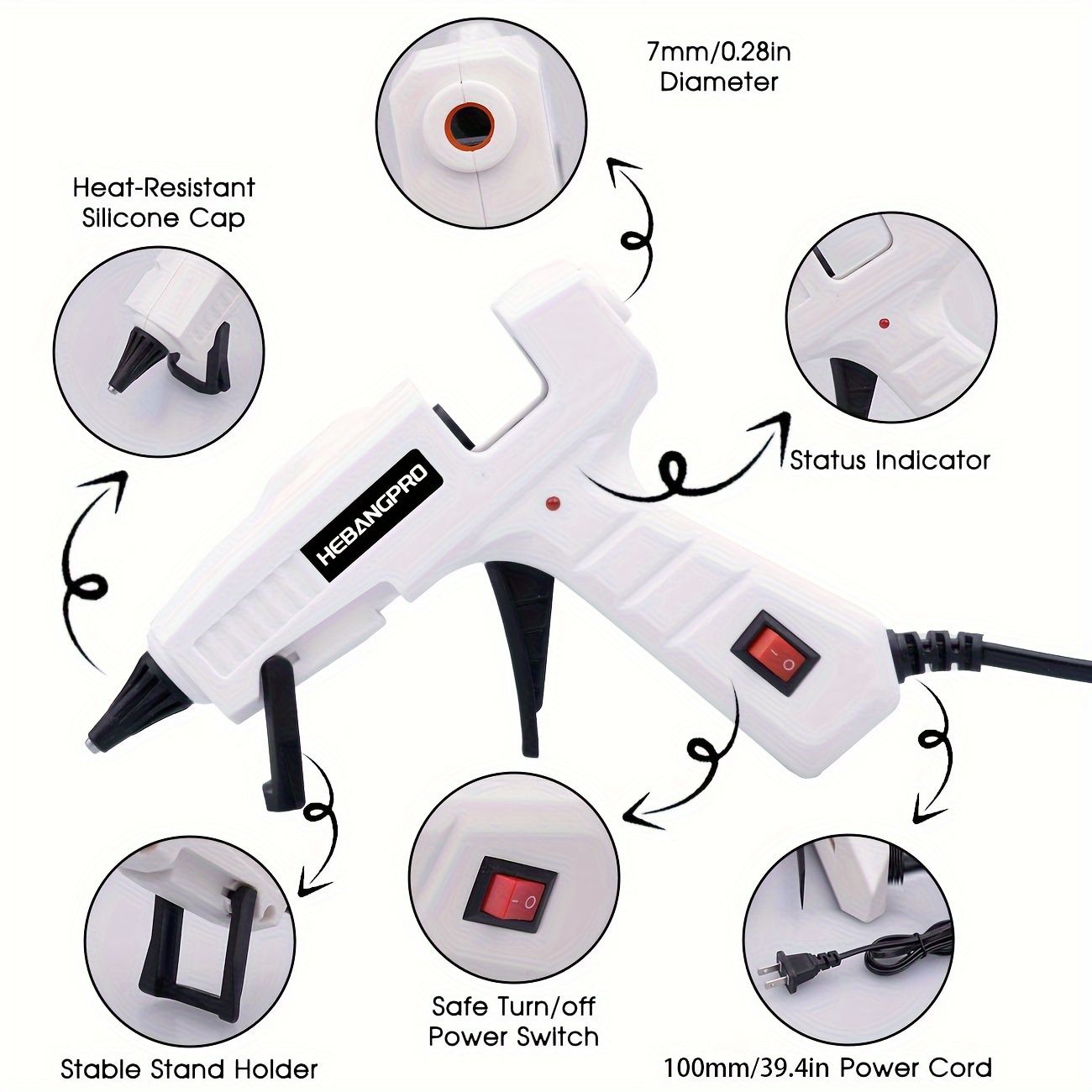 30W Handheld Glue Gun Kit with 30 Sticks - Dual Voltage (110V/220V), US Plug, Craft & Repair Tool Set