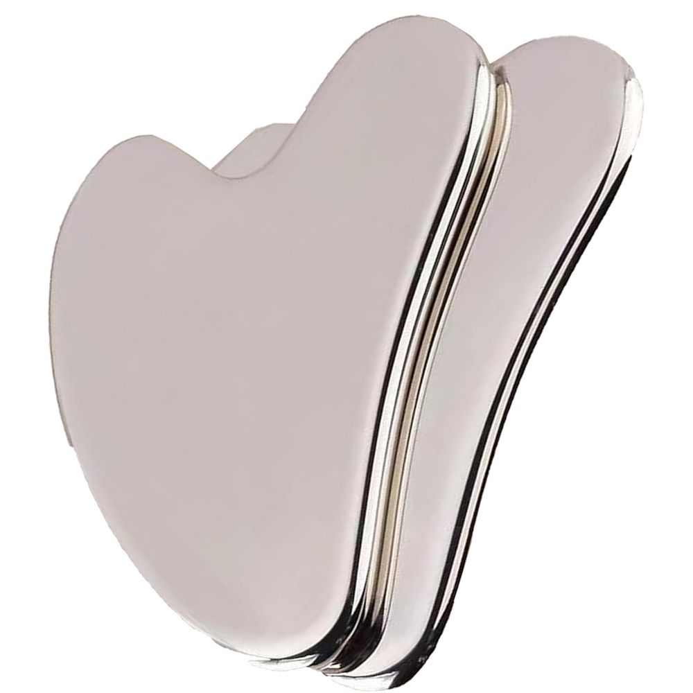 Gua Sha Massage Tool Set,Guasha Facial Tools for Face Black Natural Stone Guasha Stone and Silver Stainless Steel Gua Sha Tool
