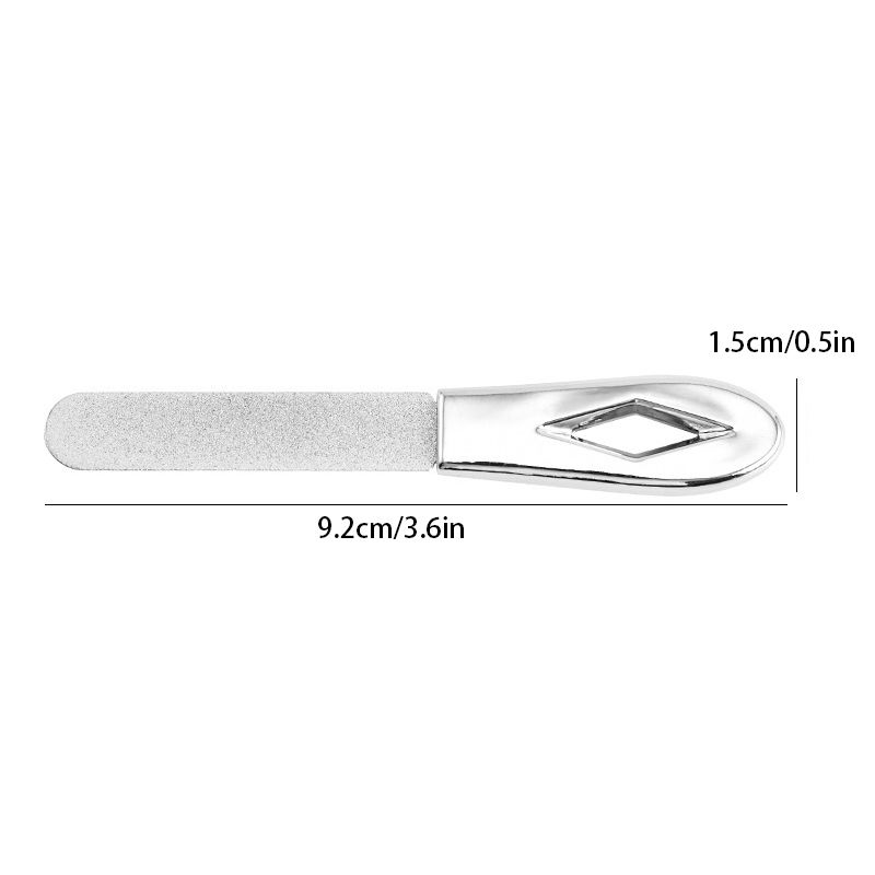 2PCS Stainless Steel Nail Files Double Sided Nail Files Anti-slip Handle Grit Diamond Fingernail File Easily Emery Boards