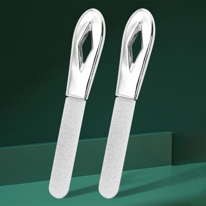 2PCS Stainless Steel Nail Files Double Sided Nail Files Anti-slip Handle Grit Diamond Fingernail File Easily Emery Boards