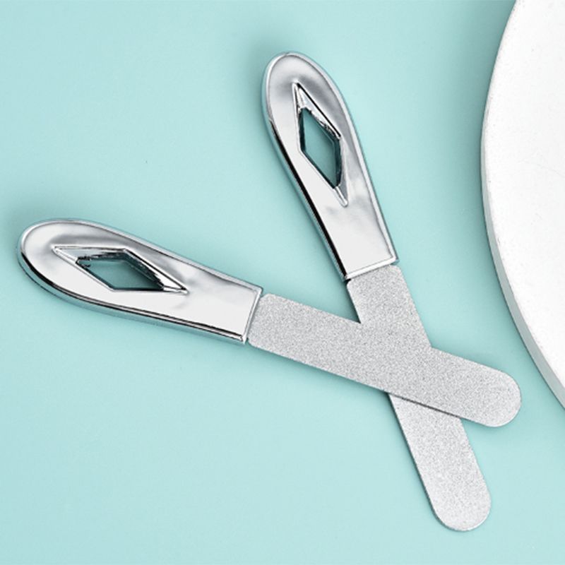 2PCS Stainless Steel Nail Files Double Sided Nail Files Anti-slip Handle Grit Diamond Fingernail File Easily Emery Boards