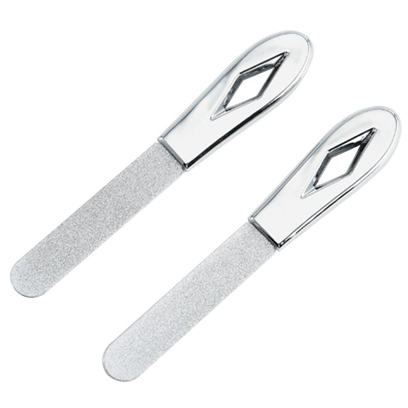 2PCS Stainless Steel Nail Files Double Sided Nail Files Anti-slip Handle Grit Diamond Fingernail File Easily Emery Boards