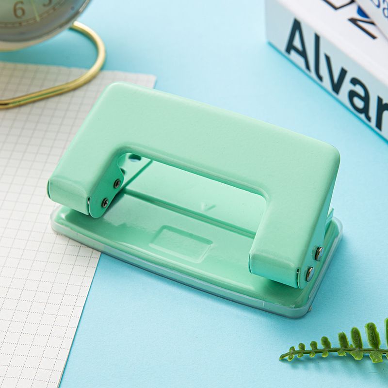 Small Double Hole Punch Macaron Color Manual Puncher Portable Office Binding Supplies Journal Scrapbook Hole Punch Stationery