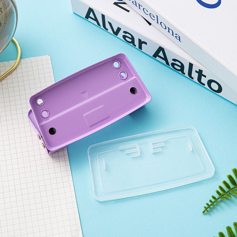Small Double Hole Punch Macaron Color Manual Puncher Portable Office Binding Supplies Journal Scrapbook Hole Punch Stationery