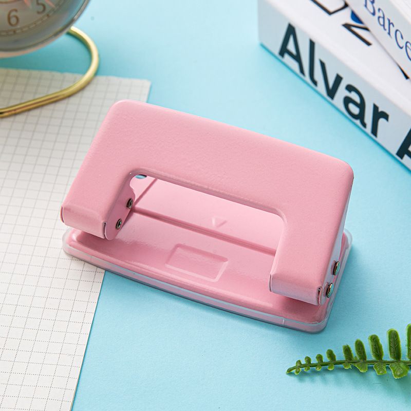 Small Double Hole Punch Macaron Color Manual Puncher Portable Office Binding Supplies Journal Scrapbook Hole Punch Stationery