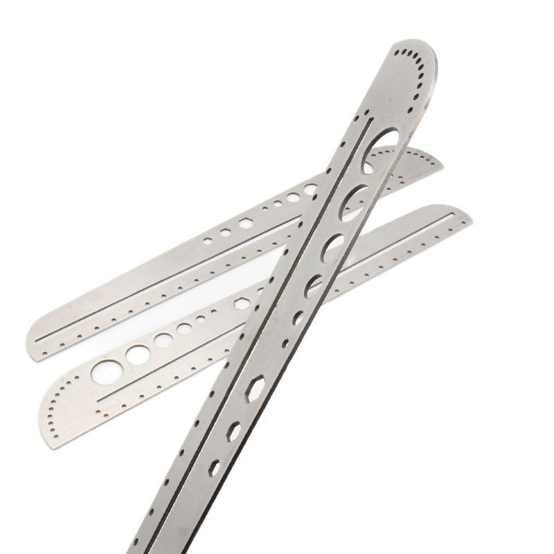 1Pcs Stainless Steel Ruler Round Template Protractor Ruler Measuring Tool for DIY Leather Craft