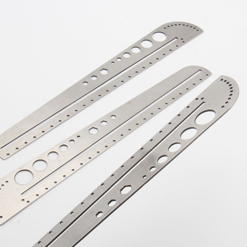 1Pcs Stainless Steel Ruler Round Template Protractor Ruler Measuring Tool for DIY Leather Craft