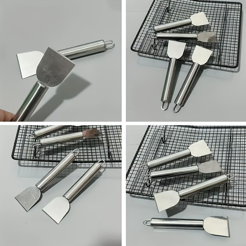 1pc Stainless Steel Multi-Purpose Scraper - Non-Electric, Durable Kitchen Tool for Defrosting & Cleaning, with Hanging Hole, Ideal for Ice, Grease & Paint Removal