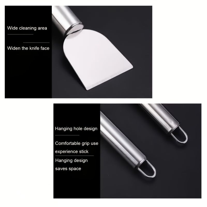 1pc Stainless Steel Multi-Purpose Scraper - Non-Electric, Durable Kitchen Tool for Defrosting & Cleaning, with Hanging Hole, Ideal for Ice, Grease & Paint Removal