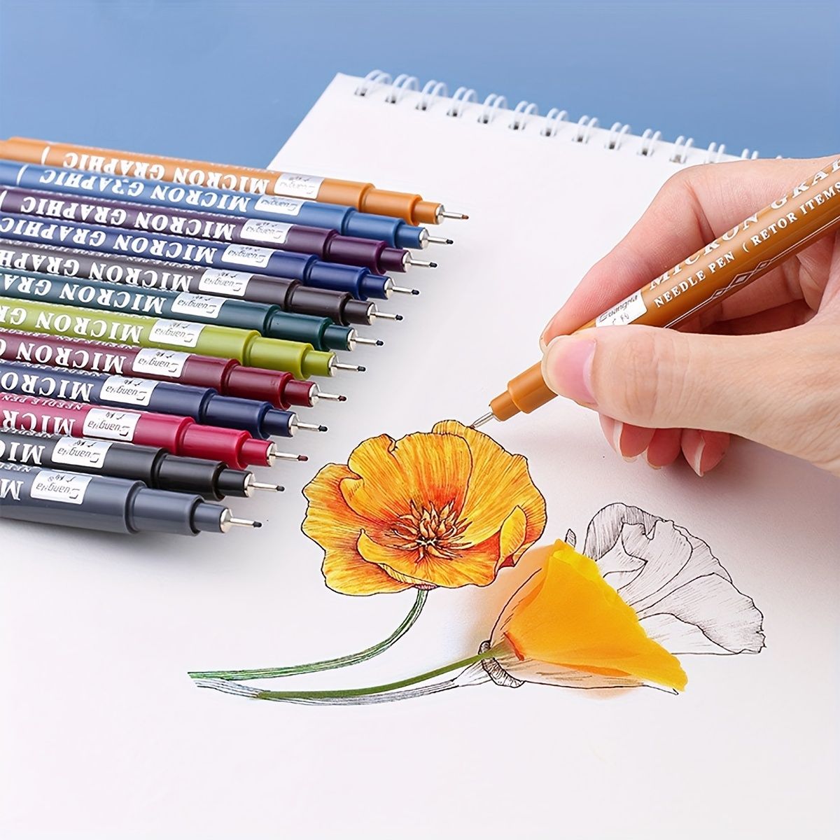 12-Piece Set Vintage Micro-Line Pen - 12 Vibrant Colors, Needle-Tip Design, Ideal for Painting, Drawing, Journaling, and Crafting - Perfect for Artists, Students, and Hobbyists