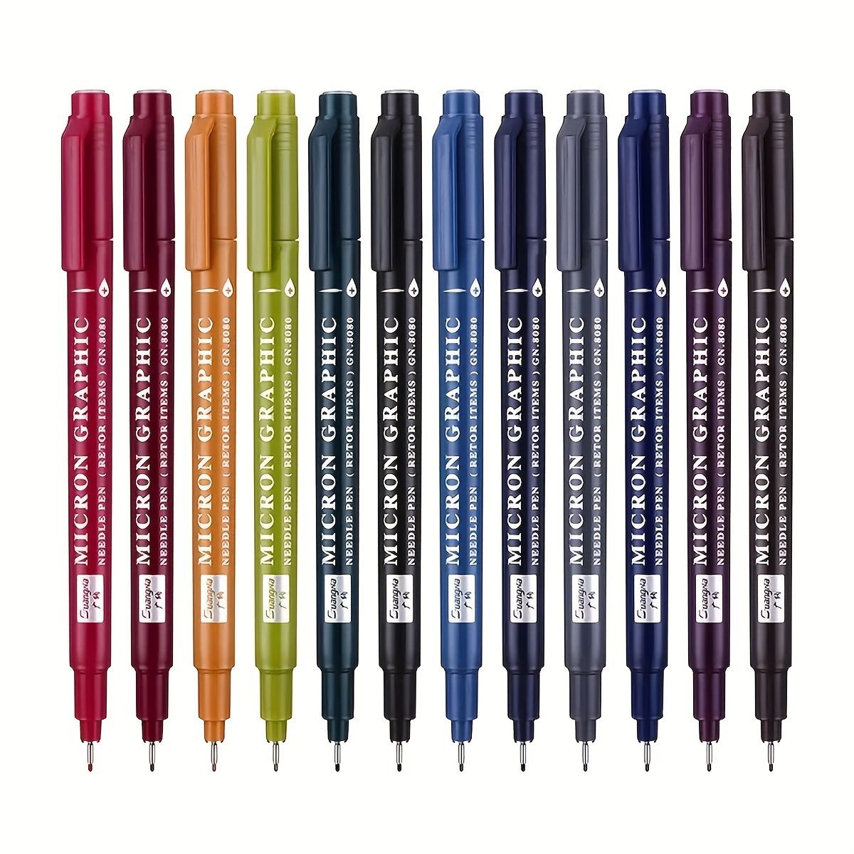 12-Piece Set Vintage Micro-Line Pen - 12 Vibrant Colors, Needle-Tip Design, Ideal for Painting, Drawing, Journaling, and Crafting - Perfect for Artists, Students, and Hobbyists