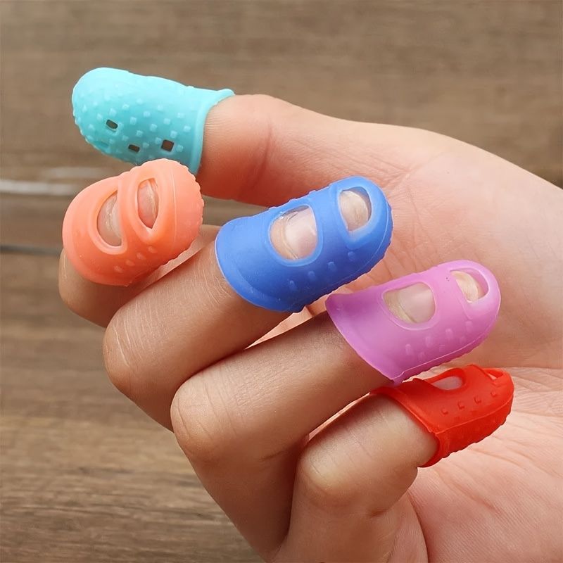 20pcs Breathable Silicone Thimbles - Multicolor, Protective Finger Sleeves for DIY Crafts & Sewing Accessories