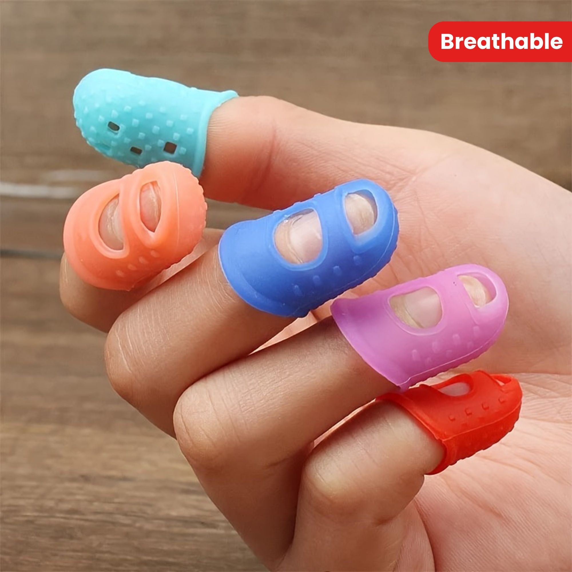 20pcs Breathable Silicone Thimbles - Multicolor, Protective Finger Sleeves for DIY Crafts & Sewing Accessories